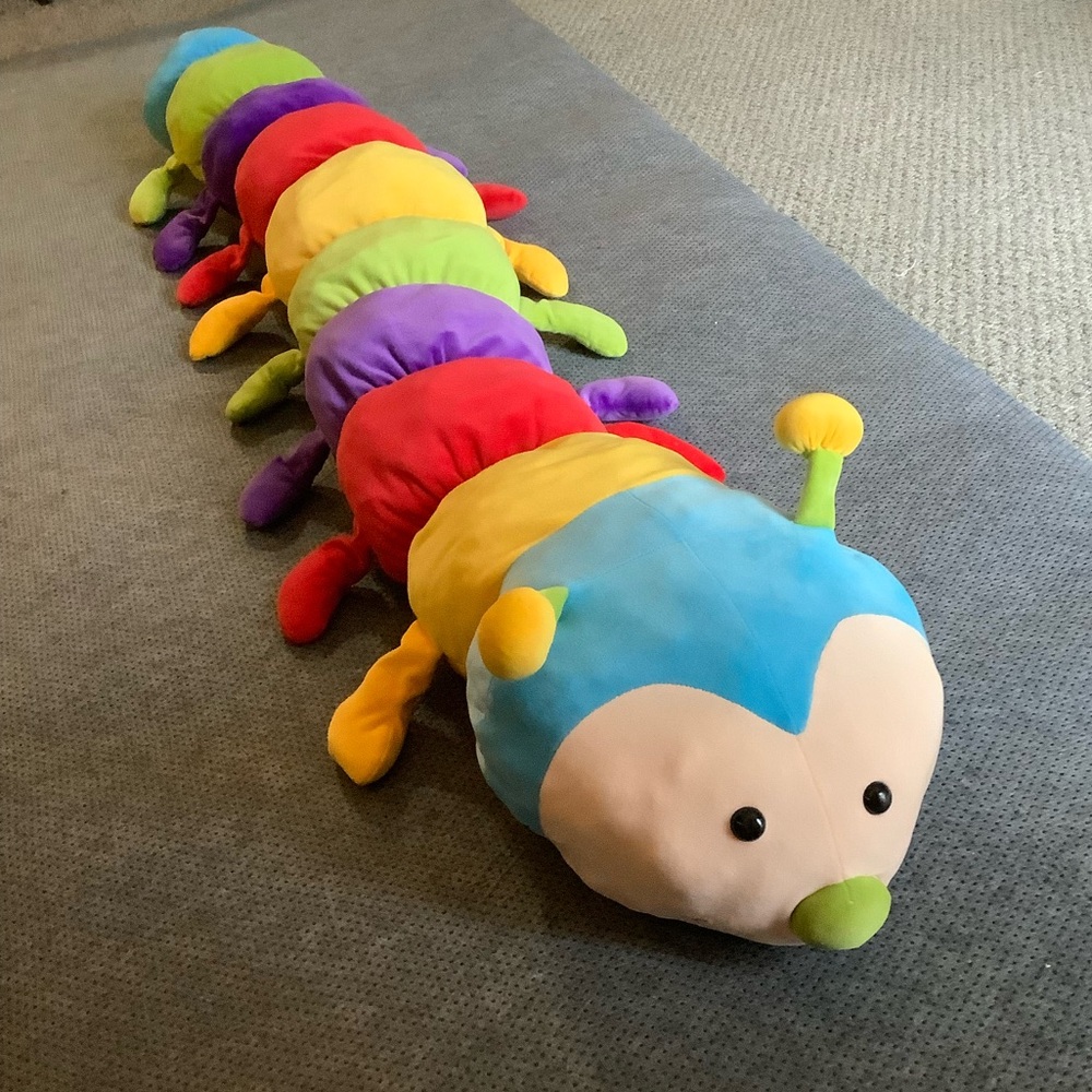 Beverly Hills Teddy Bear Co Jumbo Plush Caterpillar Colorful Stuffed Animal Toy